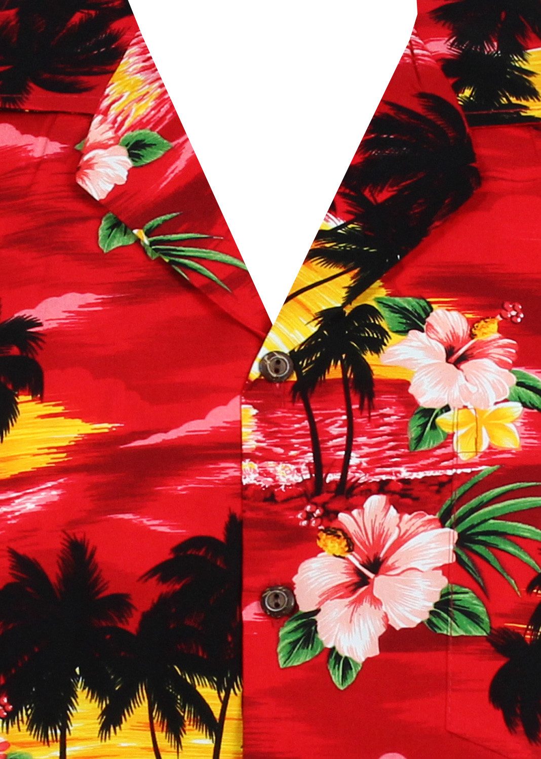 Pacific Legend Hawaiihemd "Rosa Blüte" Herren Kurzarm Baumwolle Kokosknöpfe Original Hawaii