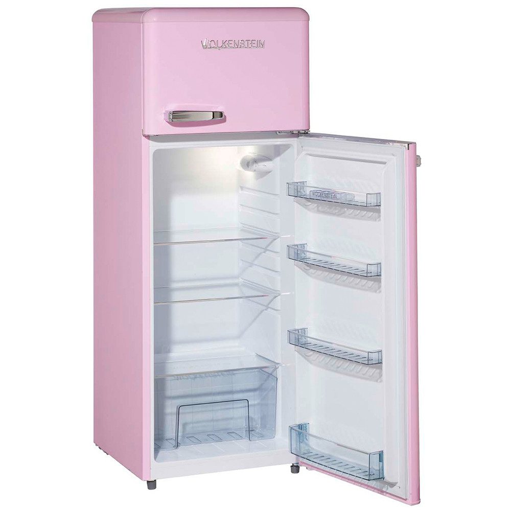 Wolkenstein Kühl-/Gefrierkombination GK212.4RT SP, 145.6 cm hoch, 54.5 cm breit, Kühlschrank Retro rosa 211 Liter