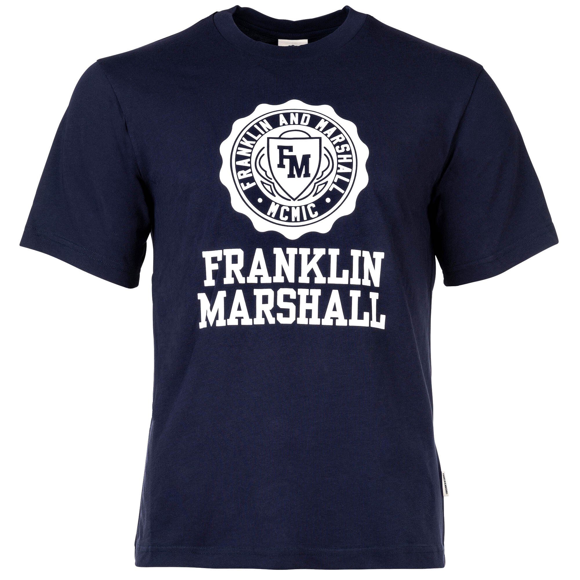 Franklin & Marshall FRANKLIN AND MARSHALL T-Shirt Herren T-Shirt - Rundhals, Baumwolle, Logodruck Blau