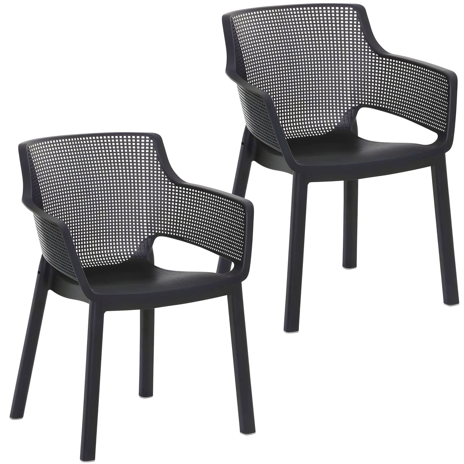 BURI Gartenstuhl 2x Gartenstühle Stapelstuhl 80cm Terrassenstuhl Balkonstühle grau