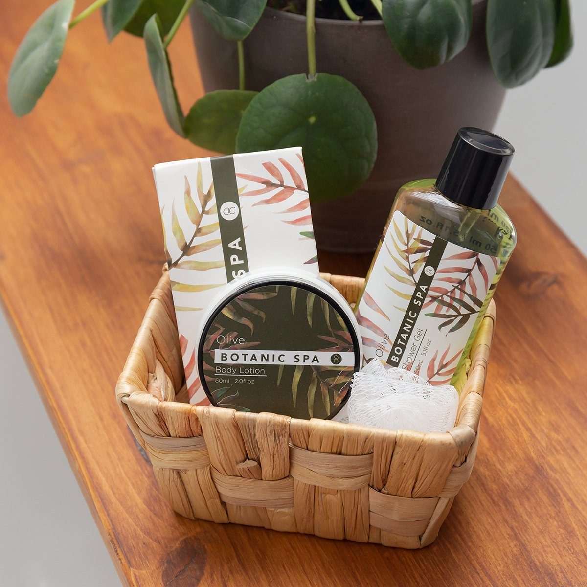 direktes ACCENTRA Pflege-Geschenkset Duft: verpackt Spa" für Seegras-Körbchen Olive, im Verschenken Geschenkset bereits "Olive