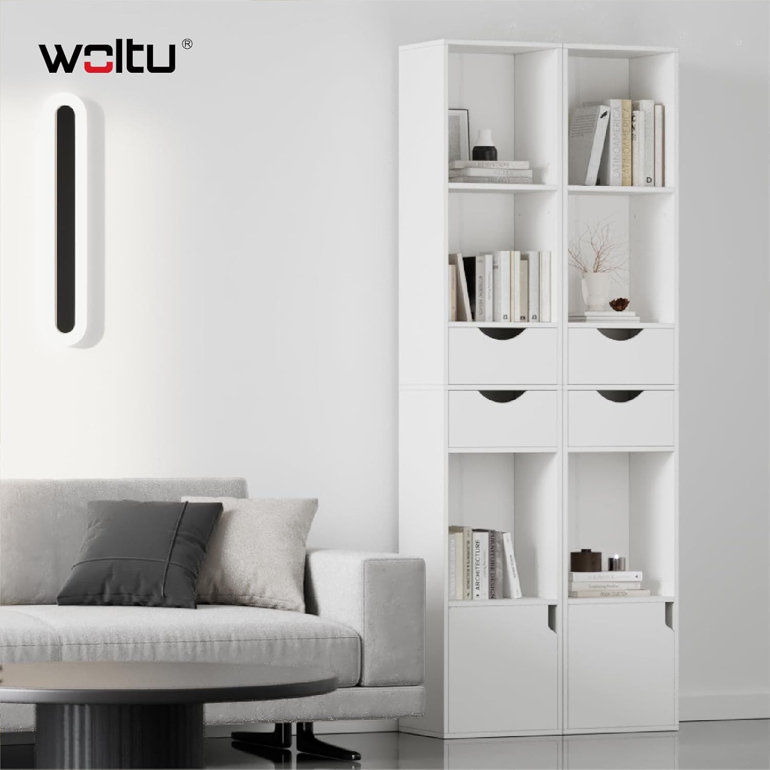 Woltu Bücherregal, 1-tlg., mit Schubladen, Regal mit Tür, 30x158x24 cm günstig online kaufen