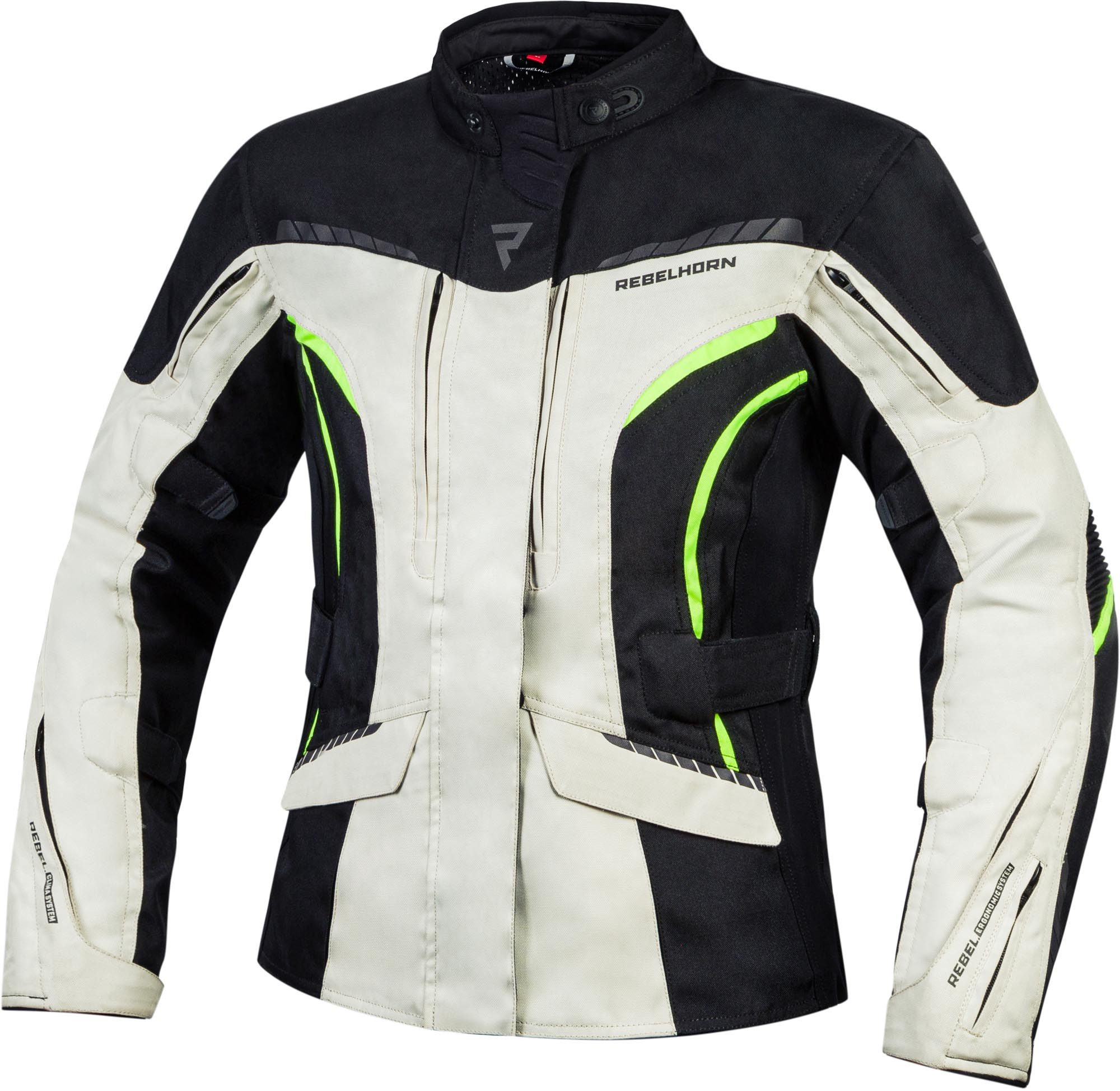 Rebelhorn Motorradjacke Hiker III Damen Motorrad Textiljacke Verbindungsreißverschluss,Ellenbogenprotektoren enthalten,herausn