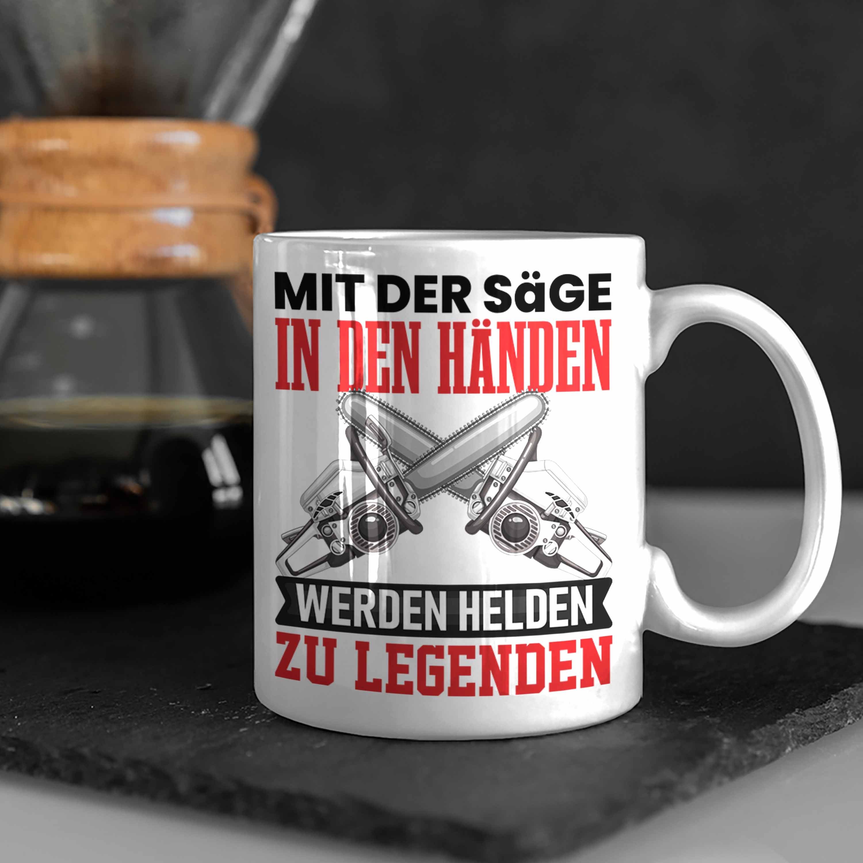 Geschenk Geschenkidee Weiss Holzfans Trendation Waldarbeiter Waldarbeiter Tasse Tasse