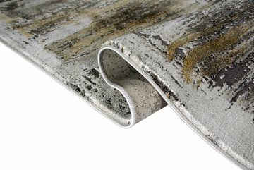 Teppich Teppich Design mit Glanzfasern grau senfgelb gemustert, Carpetia, rechteckig, Höhe: 12 mm