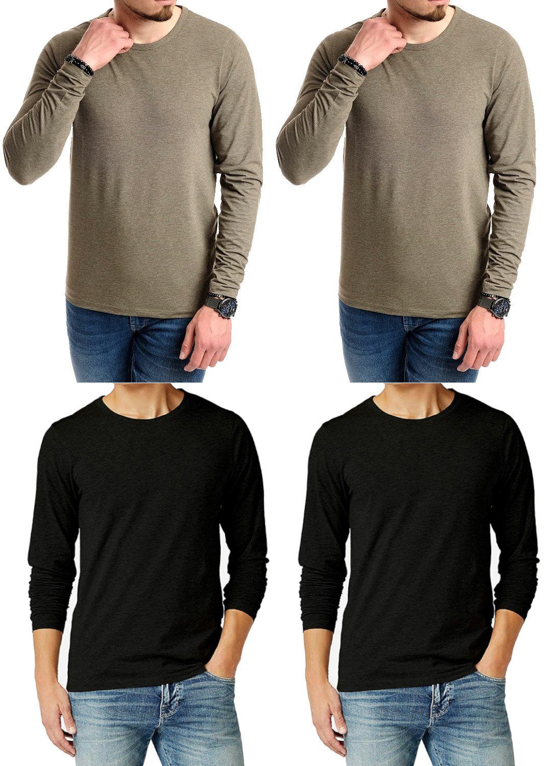 Jack & Jones Langarmshirt (4er-Pack) Basic Shirts mit Rundhalsausschnitt 4er Pack Mix 13