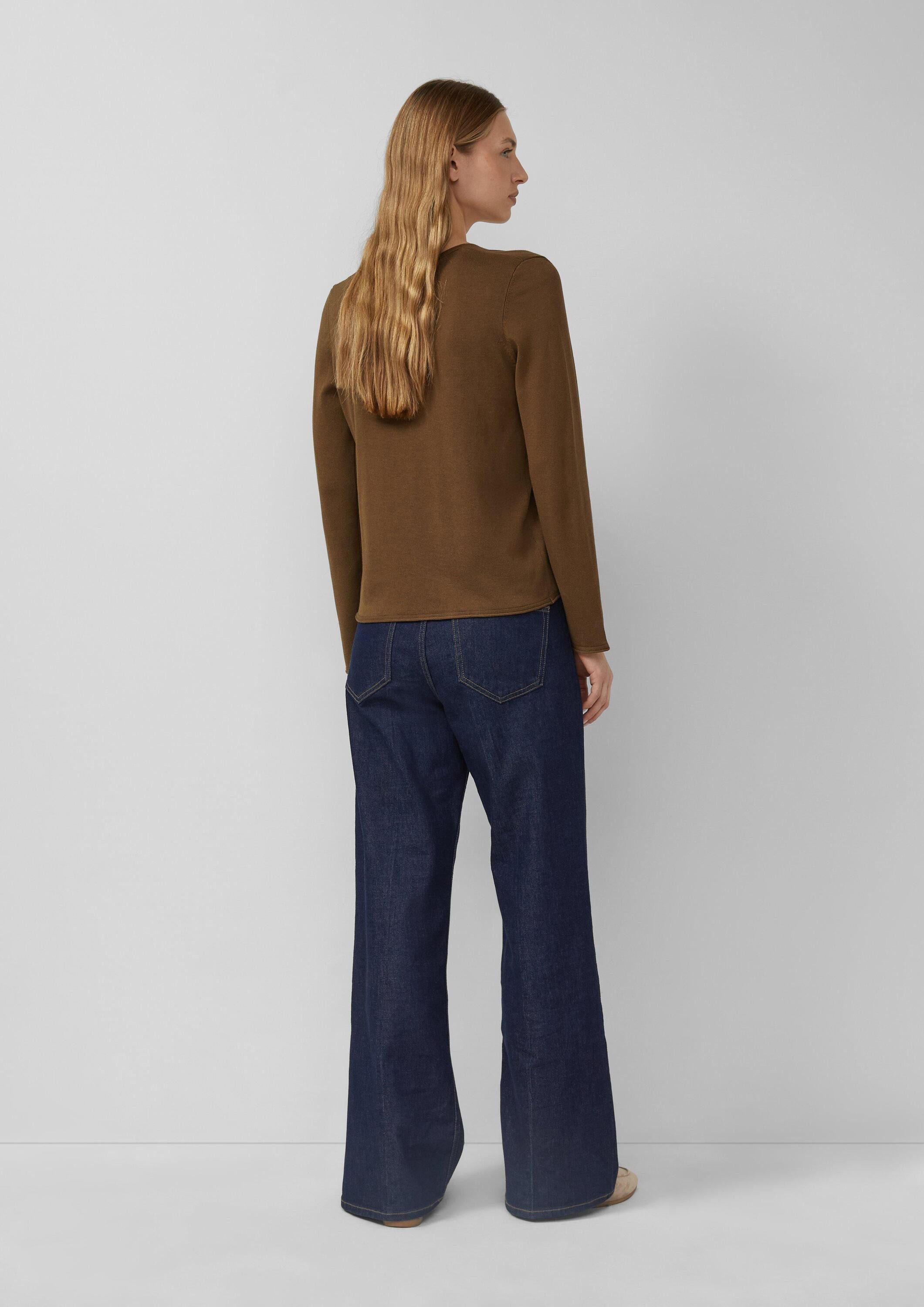 s.Oliver Longpullover Strickpullover Weicher Feinstrickpullover mit Rollkante