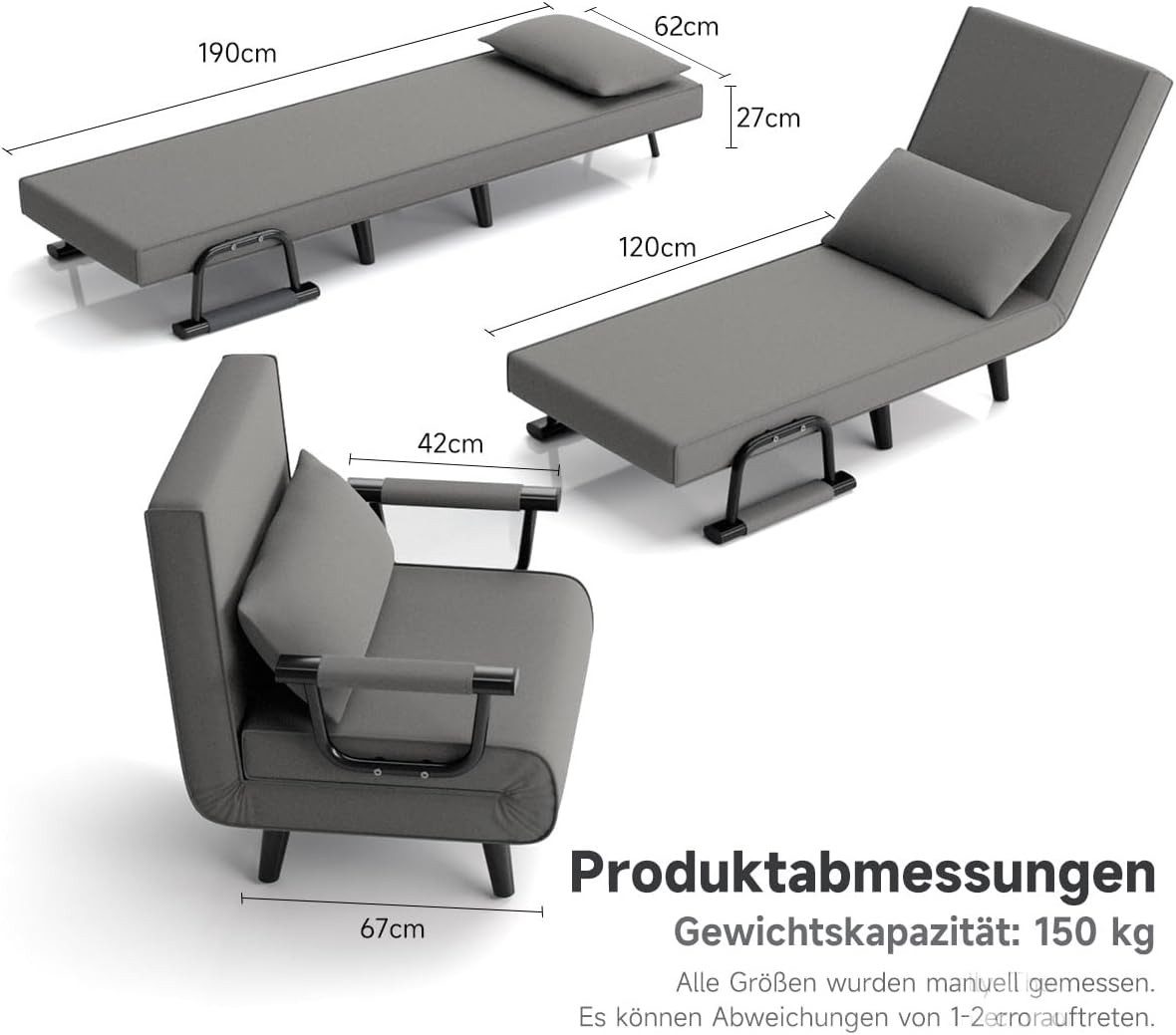 Gunuss Schlafsofa verstellbare Rückenlehne, 3 in günstig online kaufen
