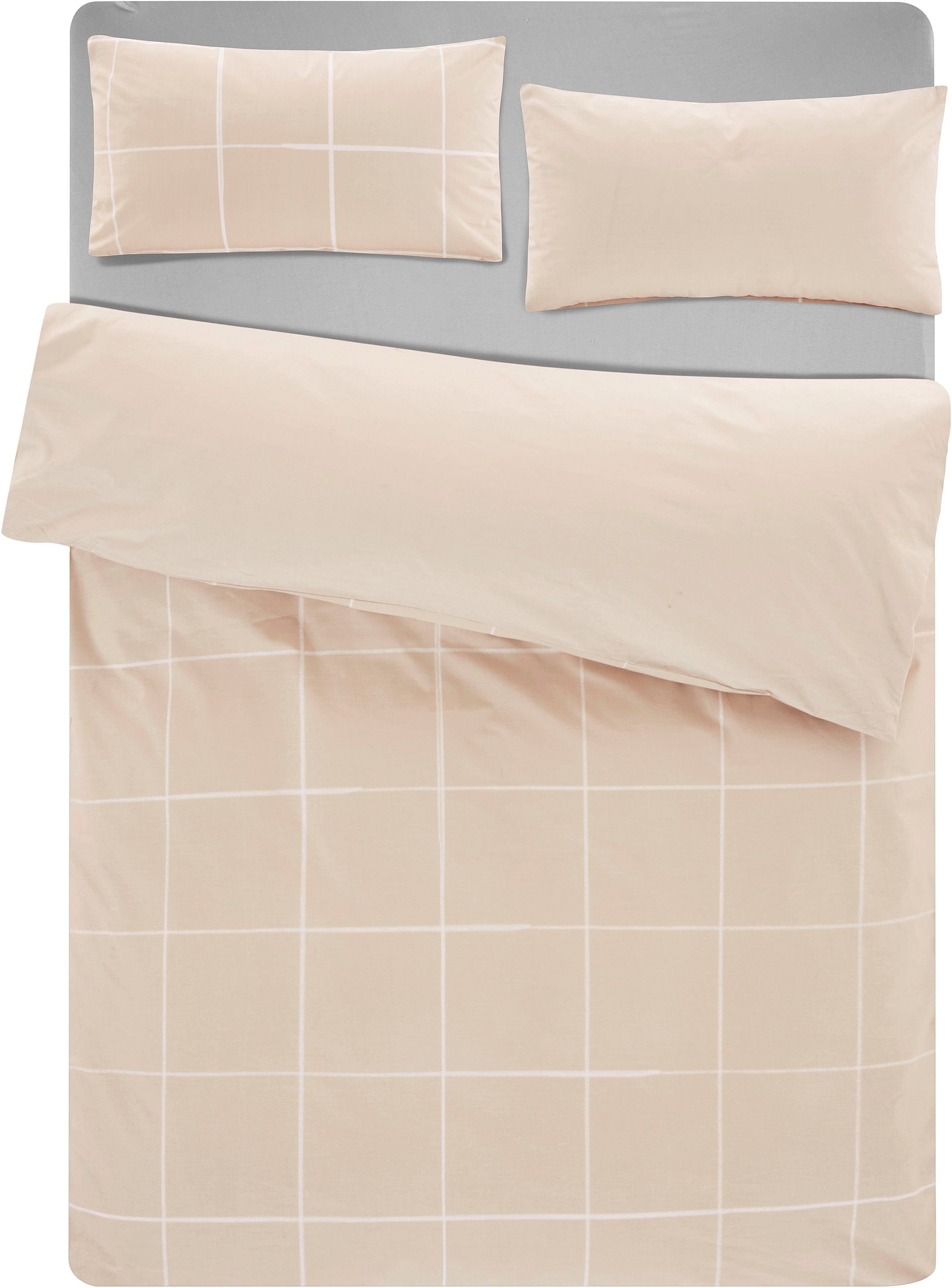 OTTO home Bettwäsche Nature, Renforcé, 2 teilig, Bettwäsche in unregelmäßigem Karo-Muster