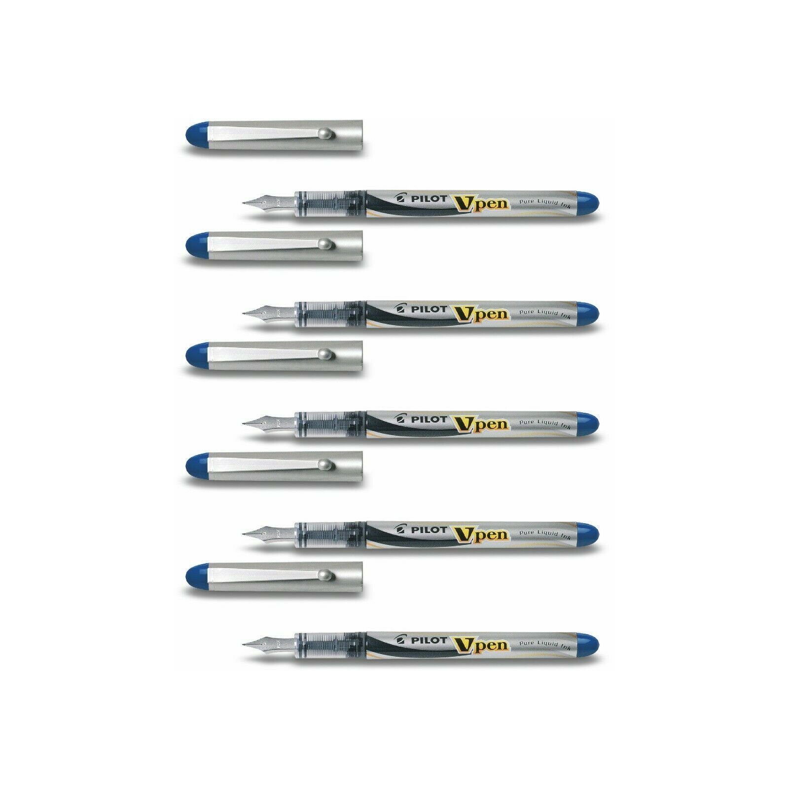 PILOT Füllfederhalter V-Pen Silver - 5er-Set, (5-tlg) Blau