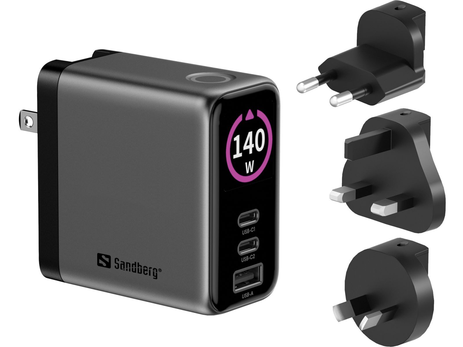 Sandberg Netzteil - PD 140 W, display - ac 100 Smartphone-Ladegerät