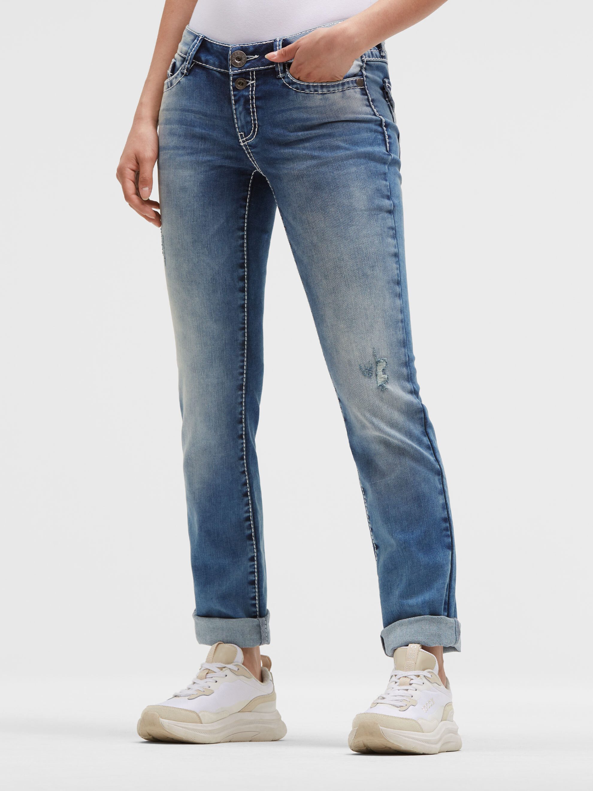 SOCCX Regular-fit-Jeans mit breiten Nähten