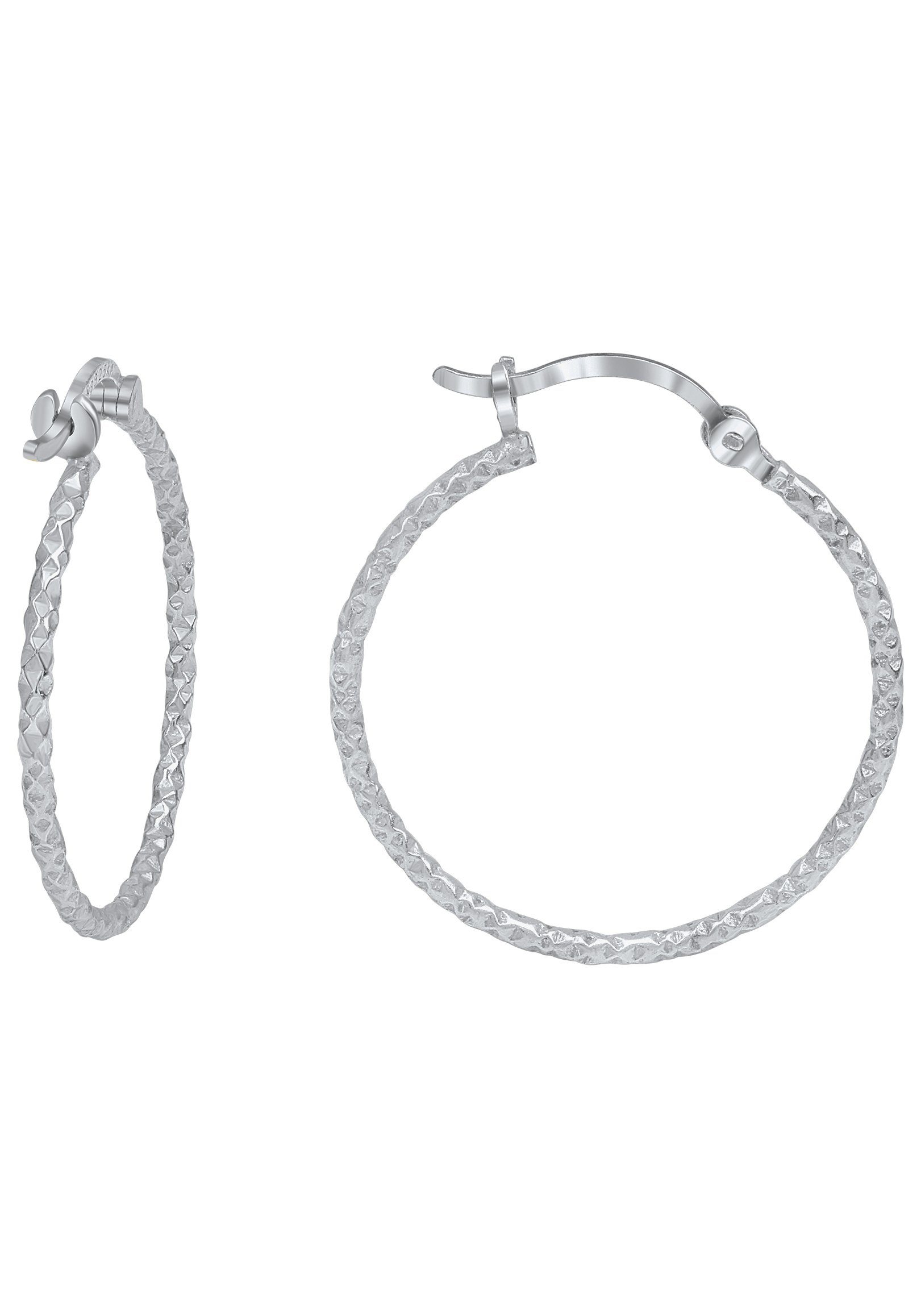 Paar Creolen Schmuck Geschenk Silber 925 Ohrschmuck diamantiert