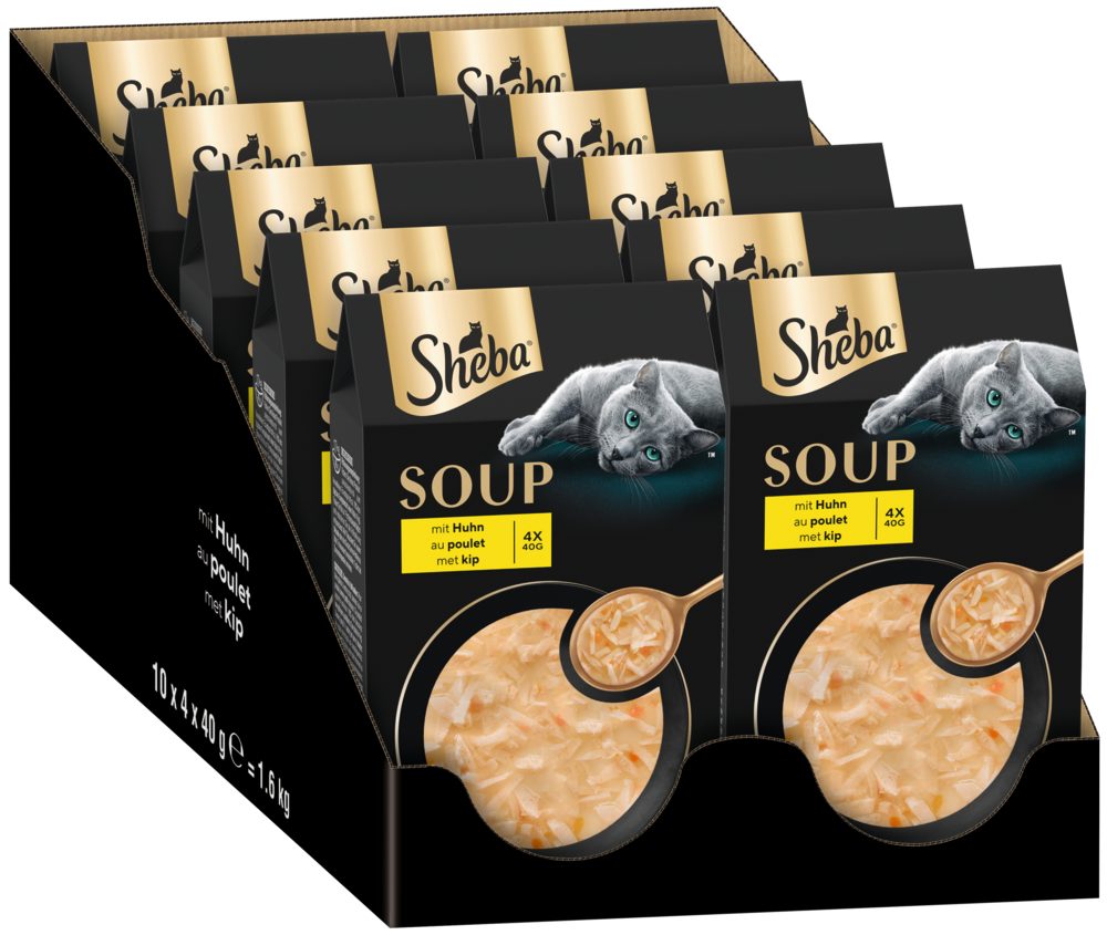 Sheba SHEBA® Portionsbeutel Multipack Soup mit Huhn 10 x 4 x 40g, Nassfutter für: Katze