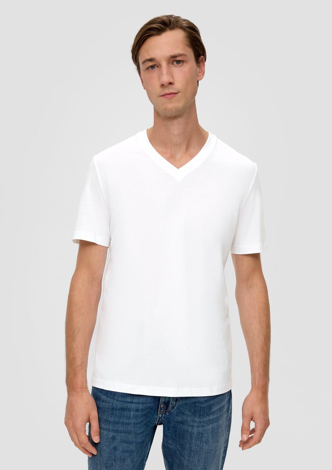s.Oliver Kurzarmshirt Jerseyshirt mit Logo und V-Ausschnitt Logo günstig online kaufen