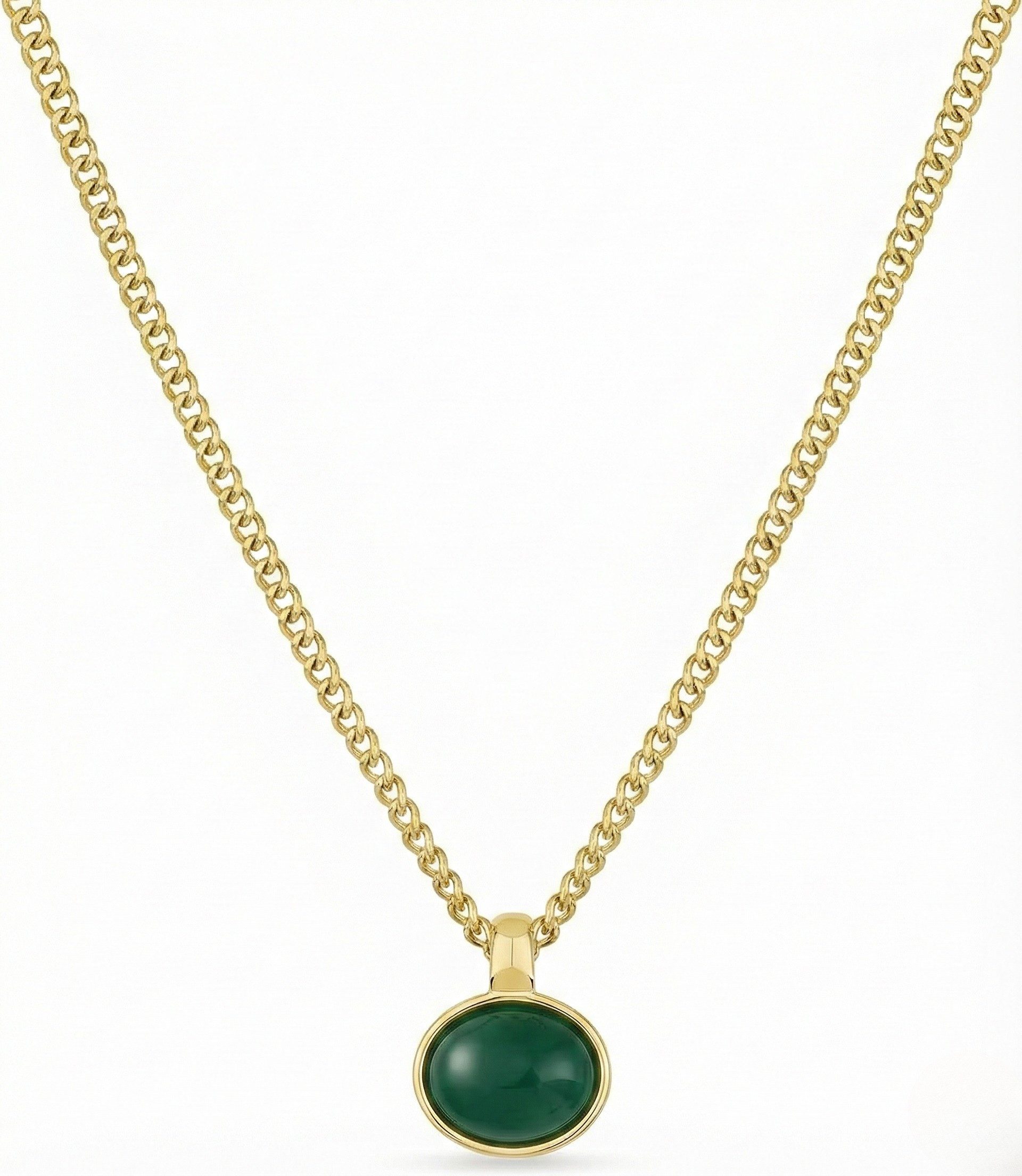 Kette mit Anhänger Halskette wasserfest Ubud Stein 14K vergoldet Edelstahl