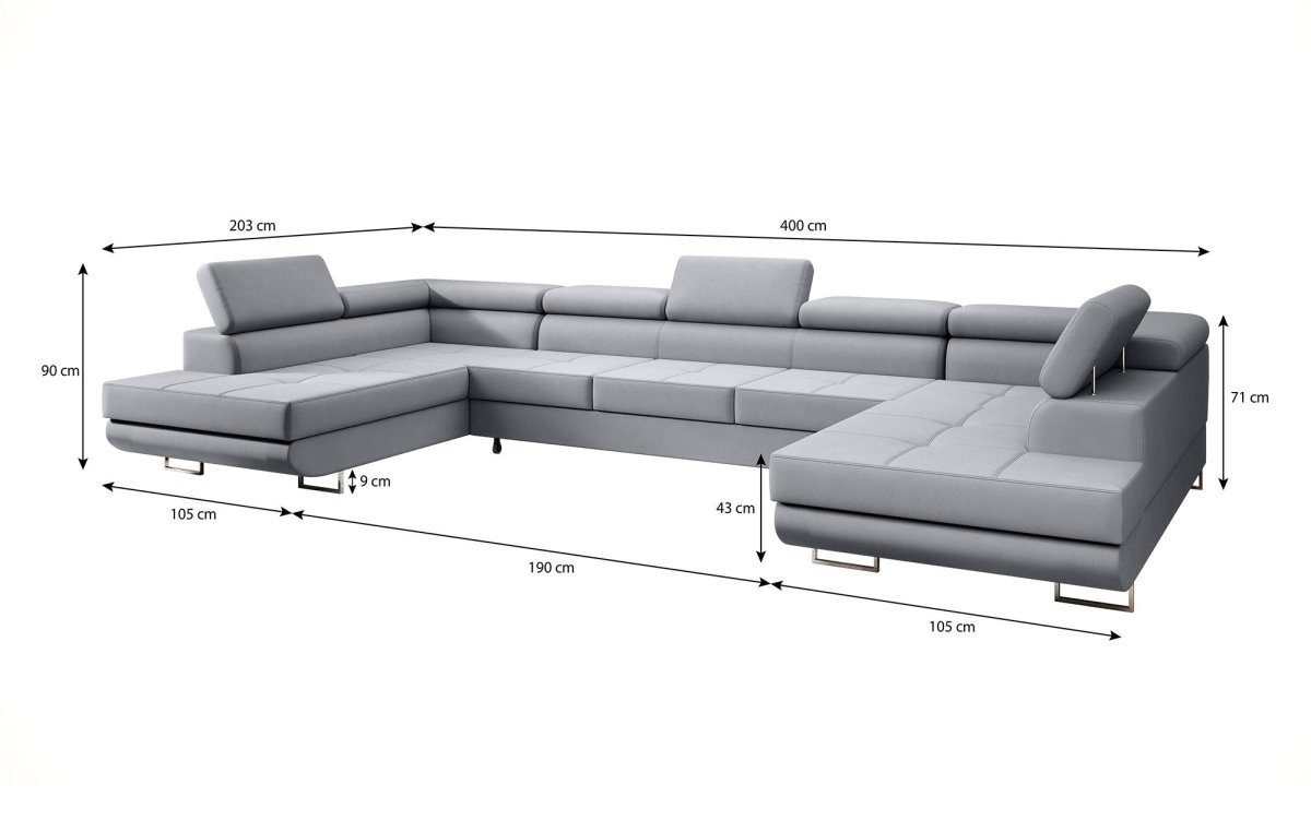Baidani Sofa Sofa inkl. Positano und (Stoff, Aufbau mit Beige Schlaf- Klappfunktion