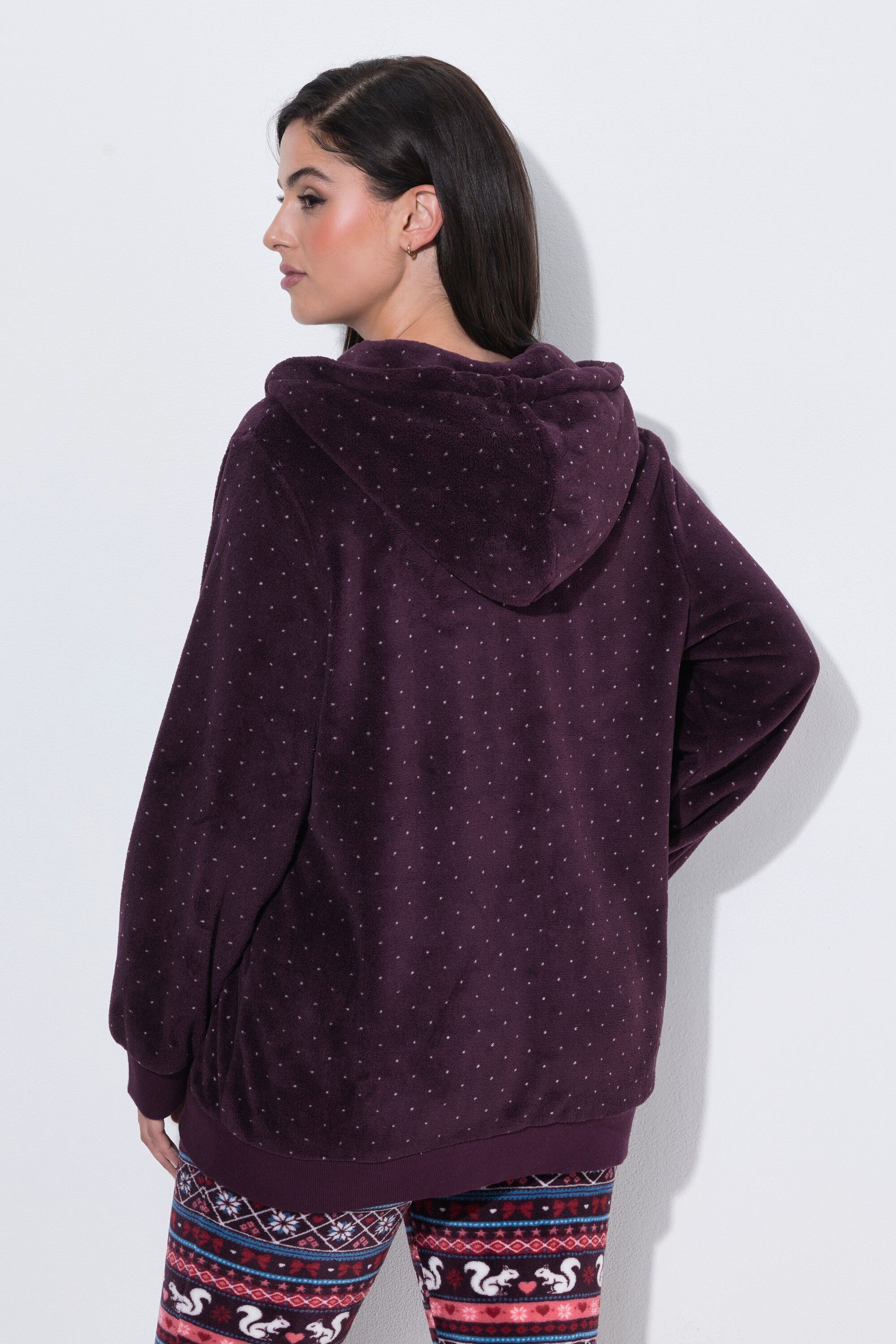 Ulla Popken Sweatjacke Homewear-Jacke Plüsch Norwegermuster Kapuze – Bild 3 von 4