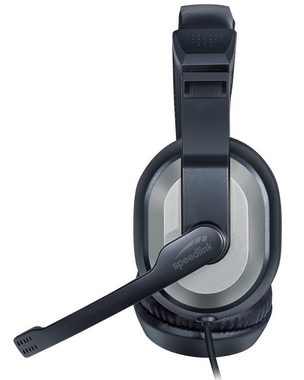 Speedlink THEBE Over-Ear Stereo Headset Headset (Integrierte Kabelfernbedienung mit Lautstärkeregeler, flexibler Mikrofon-Arm, Zwei 3,5mm Klinkenstecker, Leichtgewicht, Stereo, 2x 3,5mm Klinken-Stecker passend für PC Notebook Telefon Boom Mikro)