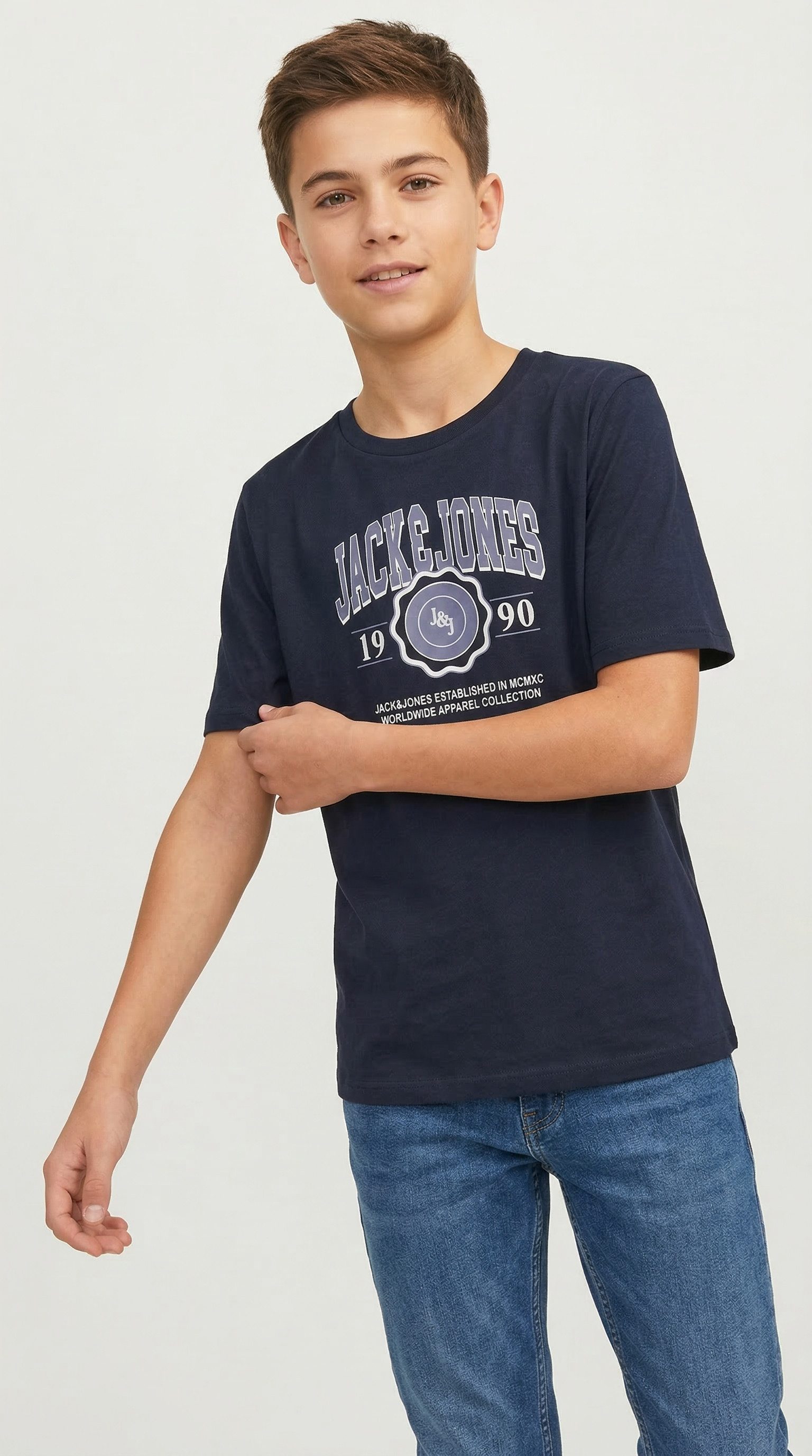 Jack & Jones Junior T-Shirt JJMAKO TEE SS CREW NECK JNR mit coolem Frontprint