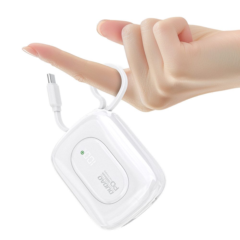 Dudao Taschenakku Schnelllader Powerbank 10000 mAh (1 St), 22,5W PD-Laden, USB-C & Lightning Kabel integriert