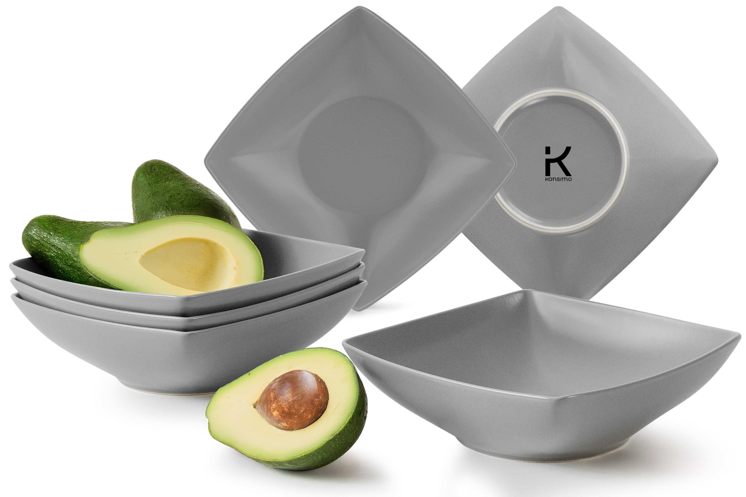 KONSIMO® Teller-Set EPIRI Geschirrset Suppenteller 6 Personen, hergestellt in der EU (6-tlg), 6 Personen, Keramik, quadratisch, Spulmachinen- und Mikrowellengeeignet