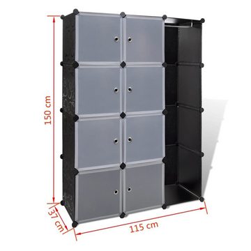 furnicato Kleiderschrank Modularer Schrank mit 9 Fächern 37×115×150 cm Schwarz und Weiß (1-St)