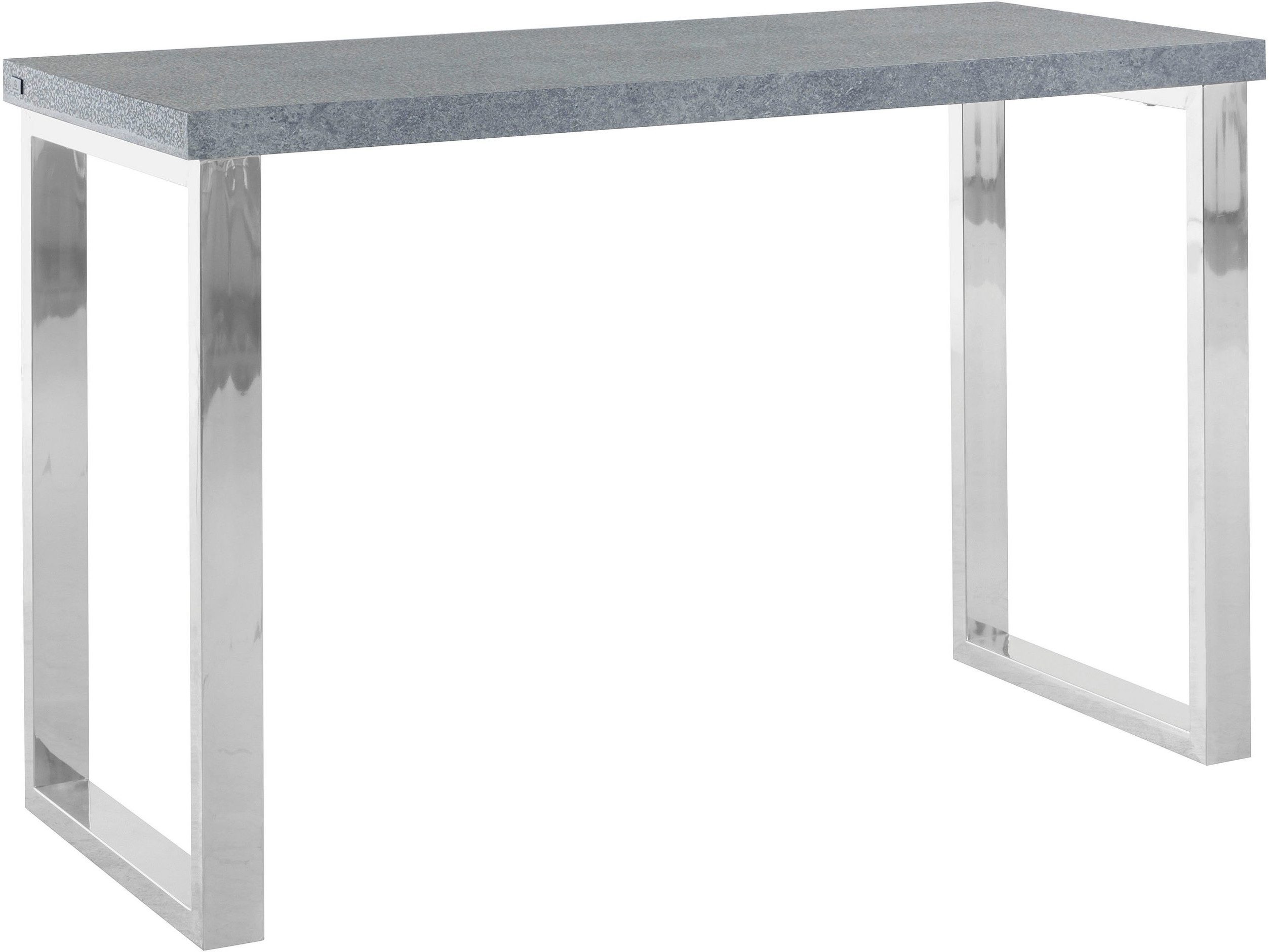 loft24 Schreibtisch Dave, Bürotisch, Tischplatte in Beton Optik, Chrom-Gestell, Breite 120 cm