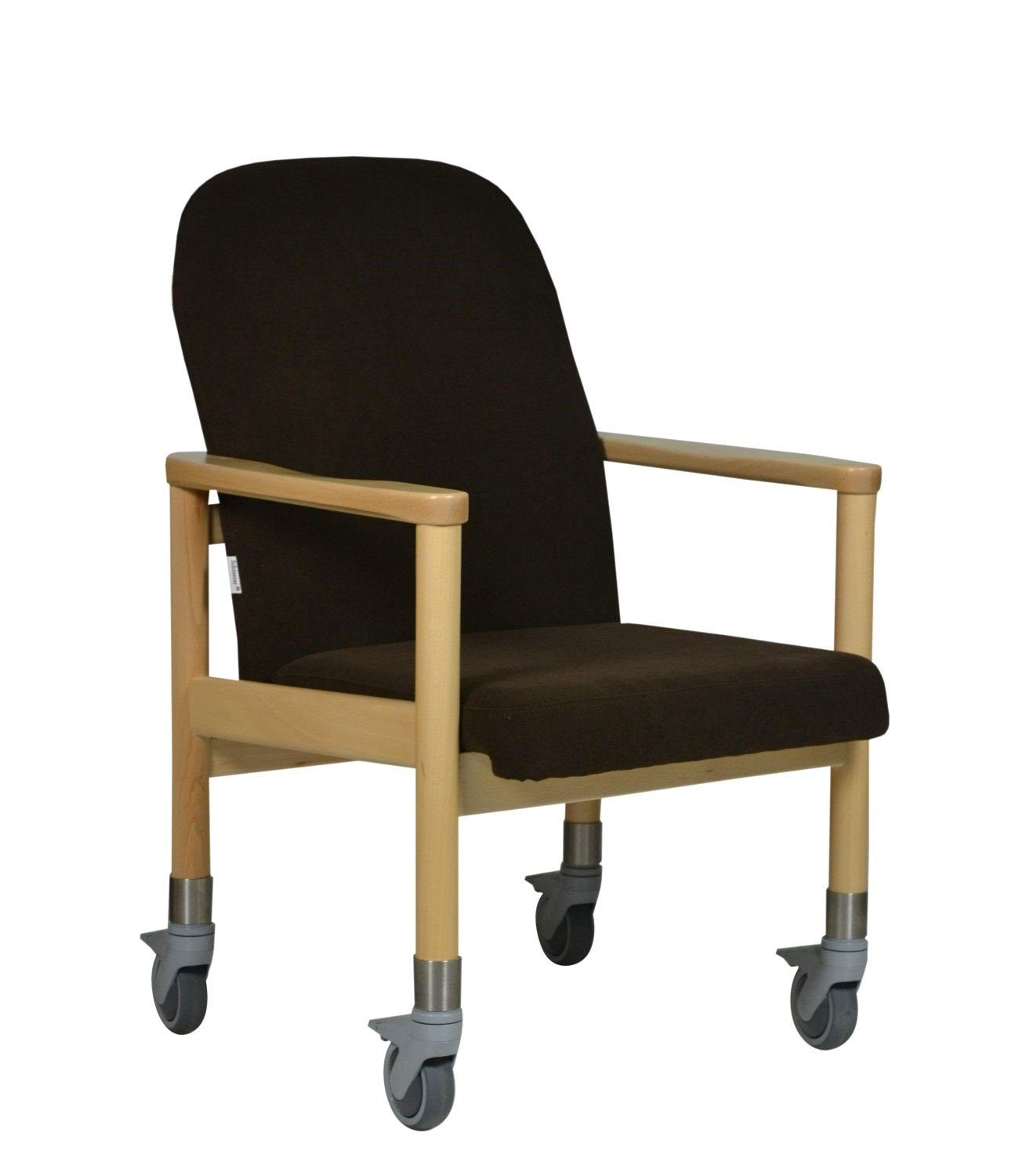 Devita Stuhl Pflegestuhl Trippelstuhl Seniorenstuhl LÜBECK große Rollen bis 120 kg (kein Set) Mikrofaser Braun