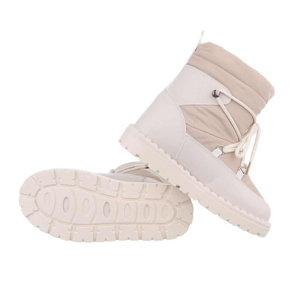 Ital-Design Damen Snowboots Freizeit Snowboots Flach Schnürstiefeletten in Beige