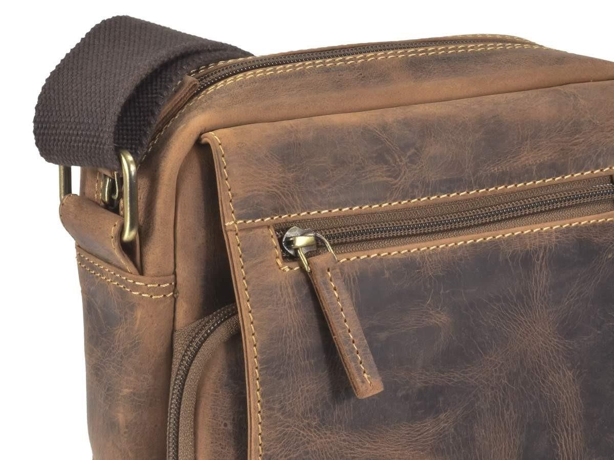 Greenburry Umhängetasche "Vintage" Leder, Schultertasche, Herrentasche 21x25cm, antik Look