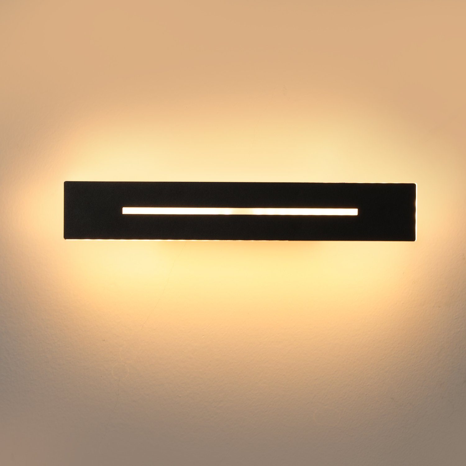 LETGOSPT LED Wandleuchte Wandlampe innen schwarz 30cm Treppenhauslampe 15W Wandbeleuchtung, LED fest integriert, Warmweiß, für Flur Treppenhaus Wohnzimmer