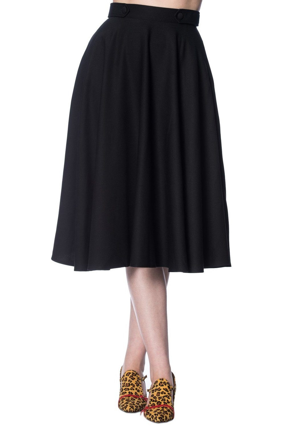 Banned A-Linien-Rock Di Di Plain Schwarz Retro Vintage Swing Skirt