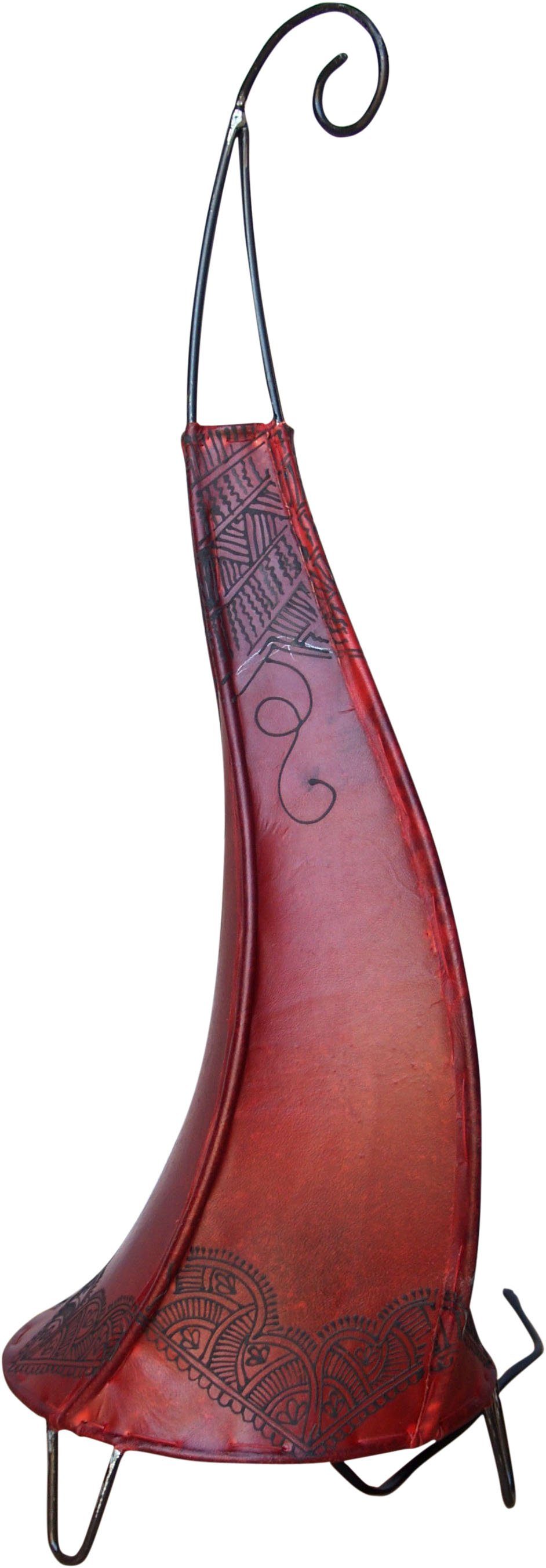 Guru-Shop Tischleuchte Hennalampe, Leder Tischlampe - Alban orange, Leuchtmittel nicht inklusive