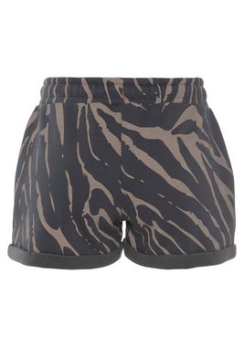 LASCANA Relaxshorts -Kurze Hose mit Zebradruck, seitlichen Taschen und Logostickerei, Loungewear, Loungeanzug