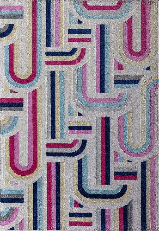 Teppich Vera VE15, CosmoLiving by Cosmopolitan, rechteckig, Höhe: 10 mm, dichter  Kurzflor Designerteppich, modisch, Scandi-Look, Regenbogen