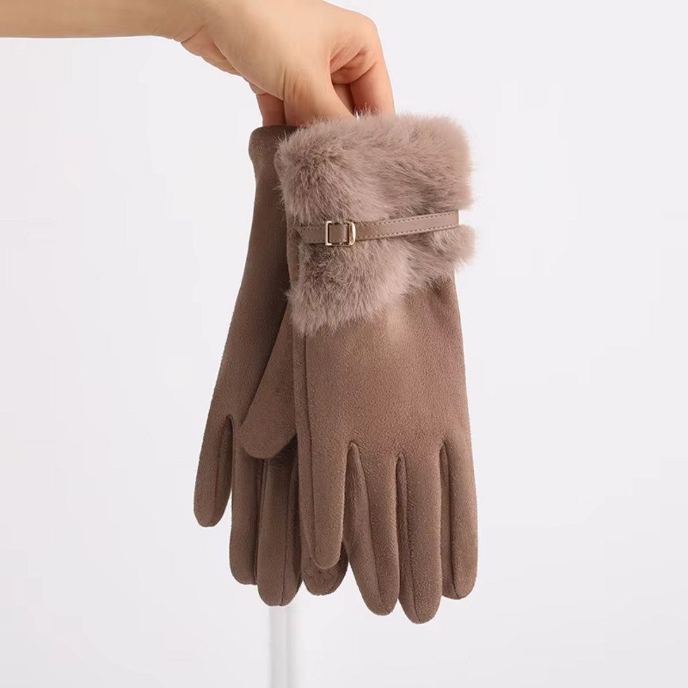 Montegoni Baumwollhandschuhe Damen Winterhandschuhe mit Fleecefutter– Warm, Winddicht (Packung) Ideal für einen stilvollen und eleganten Look