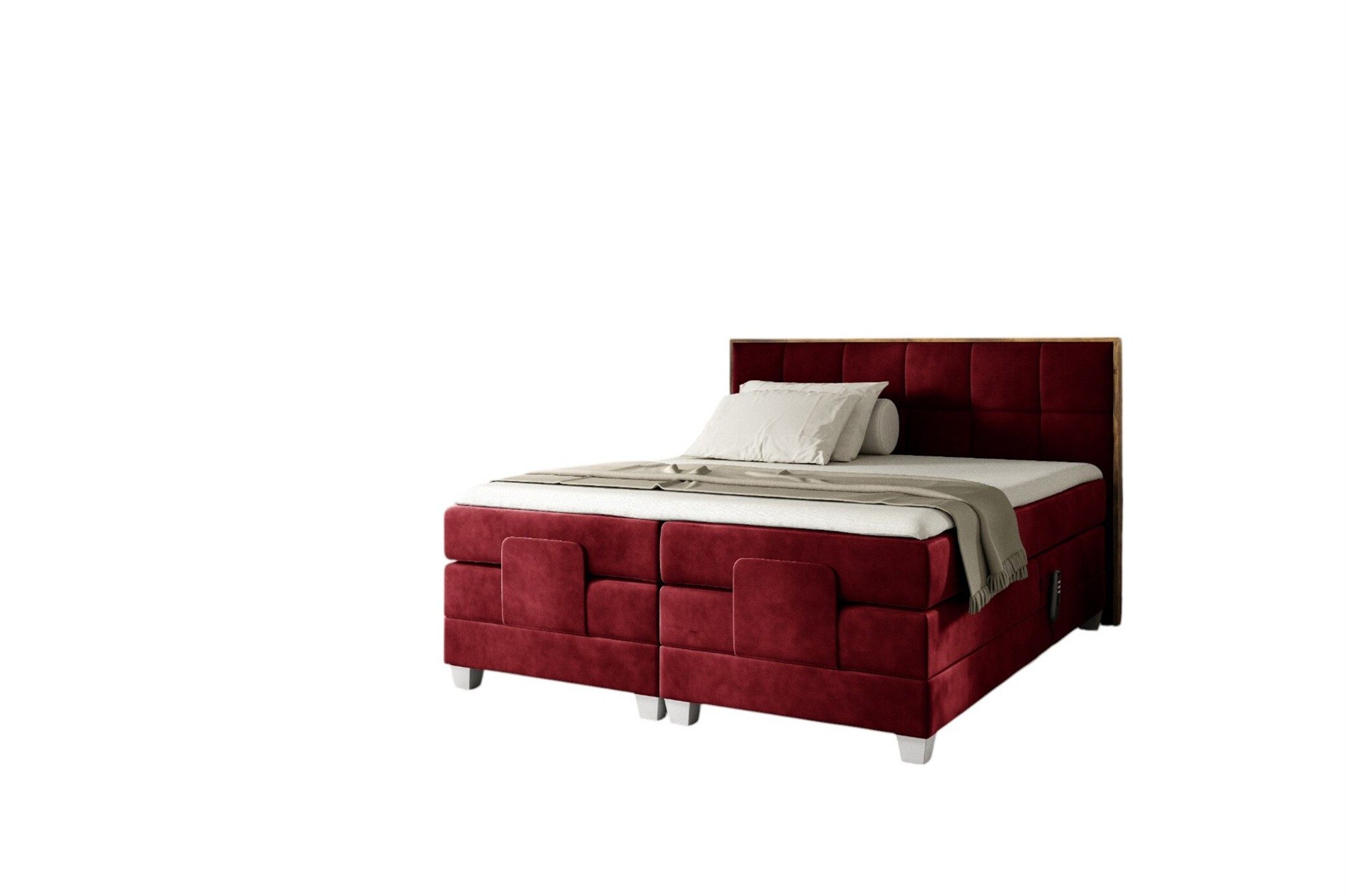 Fun Möbel Boxspringbett Schlafzimmerbett HENRY Elektrisch in Stoff Fresh (mit Bonell- und Taschenfederkernmatratze), Fuß- und Kopfteil elektrisch verstellbar