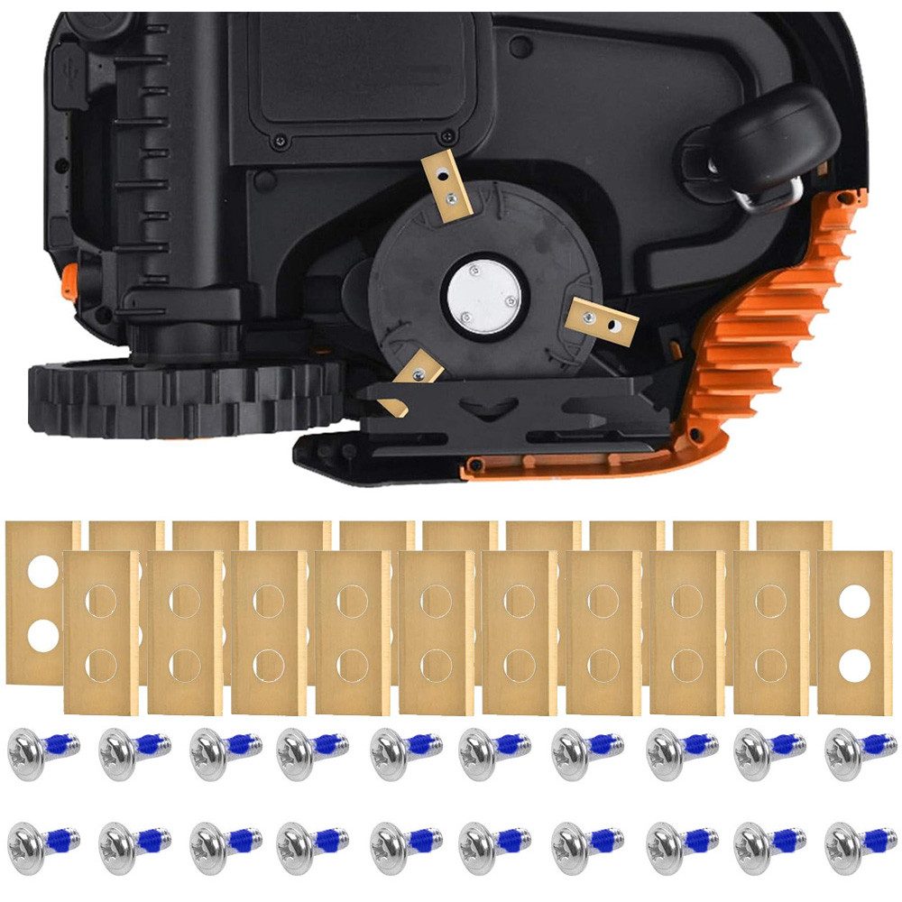 QUBEBU Mährobotermesser 30x Ersatzmesser für Automower Mähroboter Ersetzbar, mit 30x Schraube (Universal Ersatzklingen – Rasenroboter Messer Messerset – 30 Stk., 30-St., Für Modelle wie: S WR130E M WR141E M WR142E M WR 143E M WR153E etc)