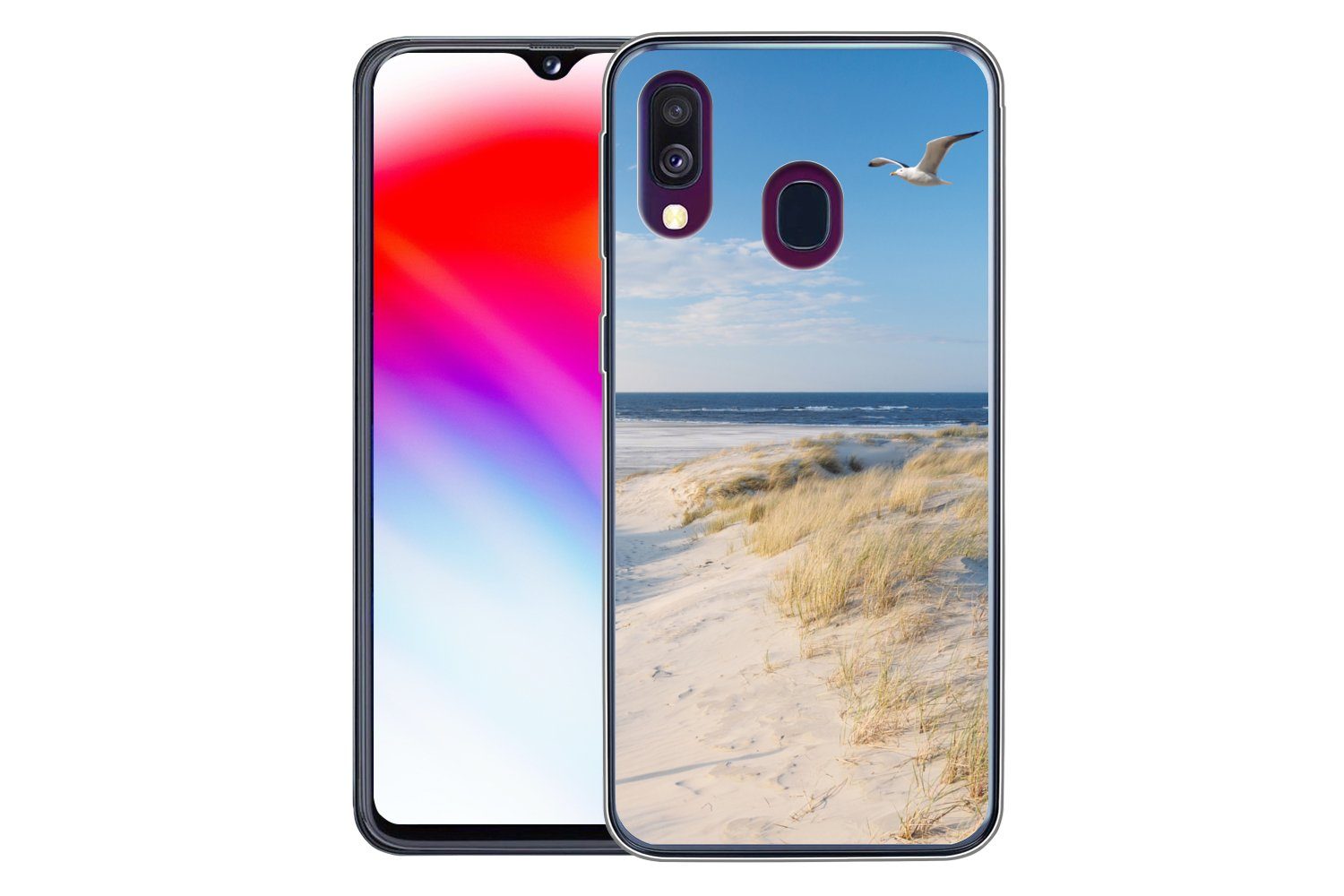 MuchoWow Handyhülle für Samsung Galaxy A40 Düne - Möwe - Strand - Meer - Sonne, Smartphone-Bumper, Print, Handy Schutzhülle Dünn