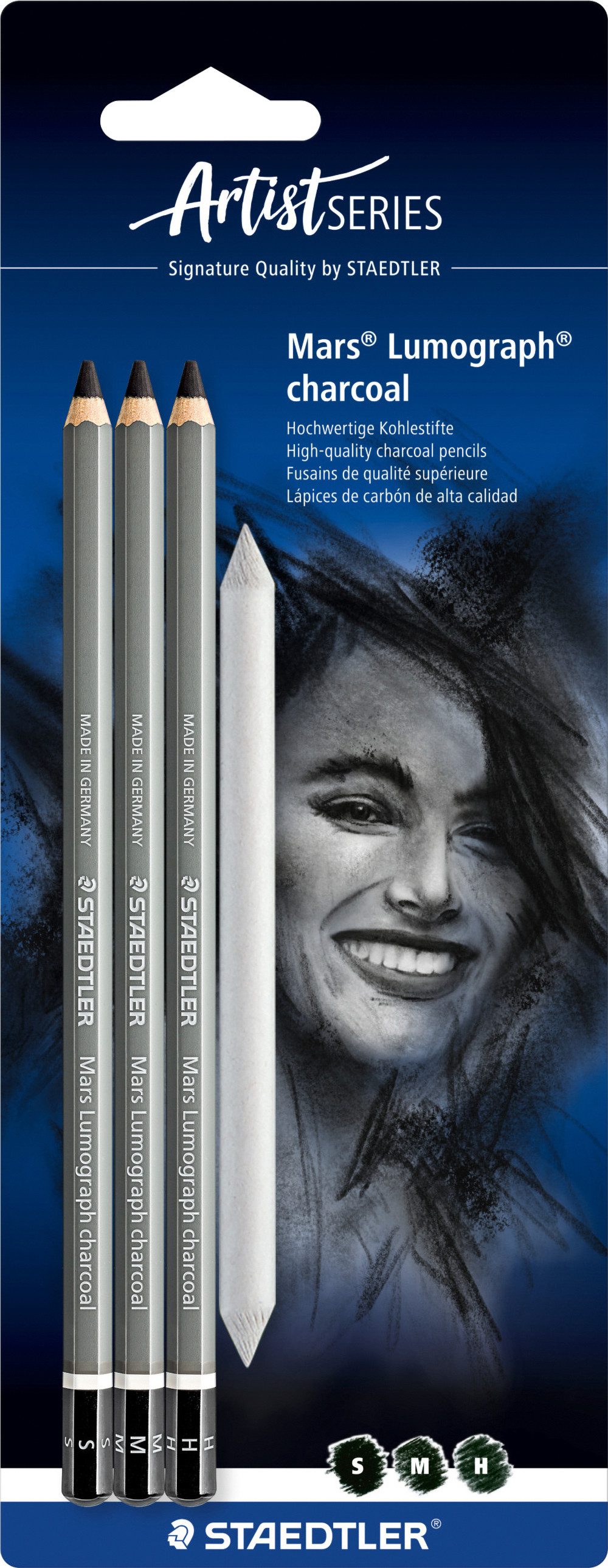 STAEDTLER Bleistift Kohlestifte Mars Lumograph, 4-tlg.