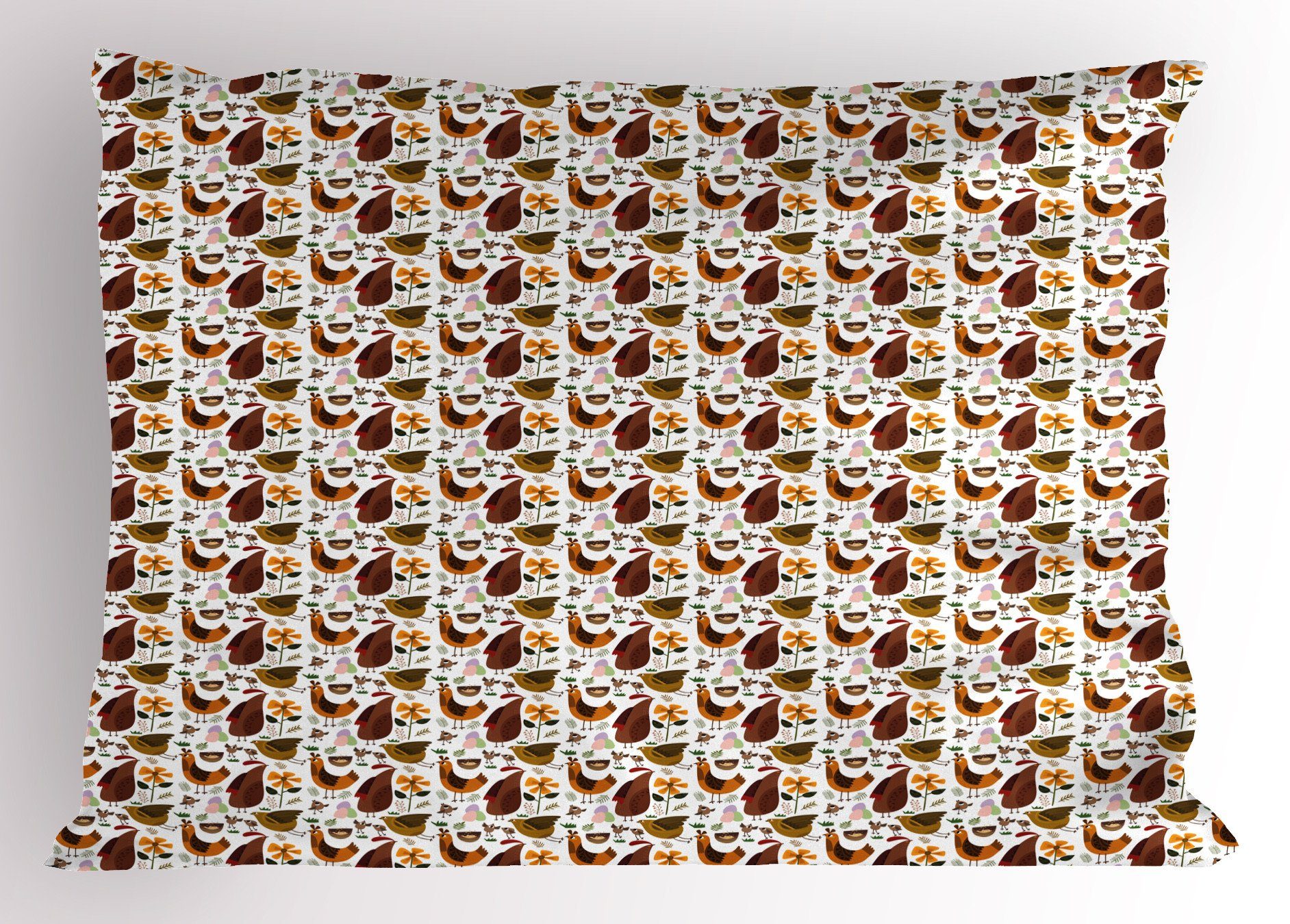 Kissenbezüge Dekorativer Standard King Size Gedruckter Kissenbezug, Abakuhaus (1 Stück), Tier Lustiges Huhn Eier Blumen