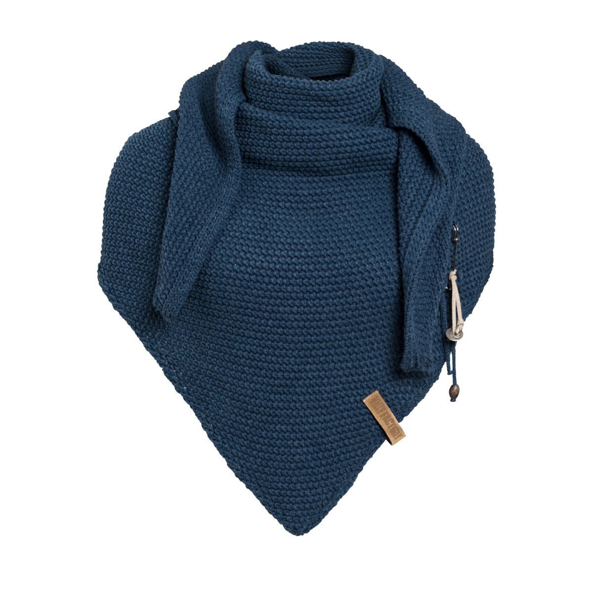 Knit Factory Schal Coco Dreiecksschals 190x85 cm Glatt Dunkelblau, (1-St), Schal Strickschal Umhängetuch Tuch Strickware