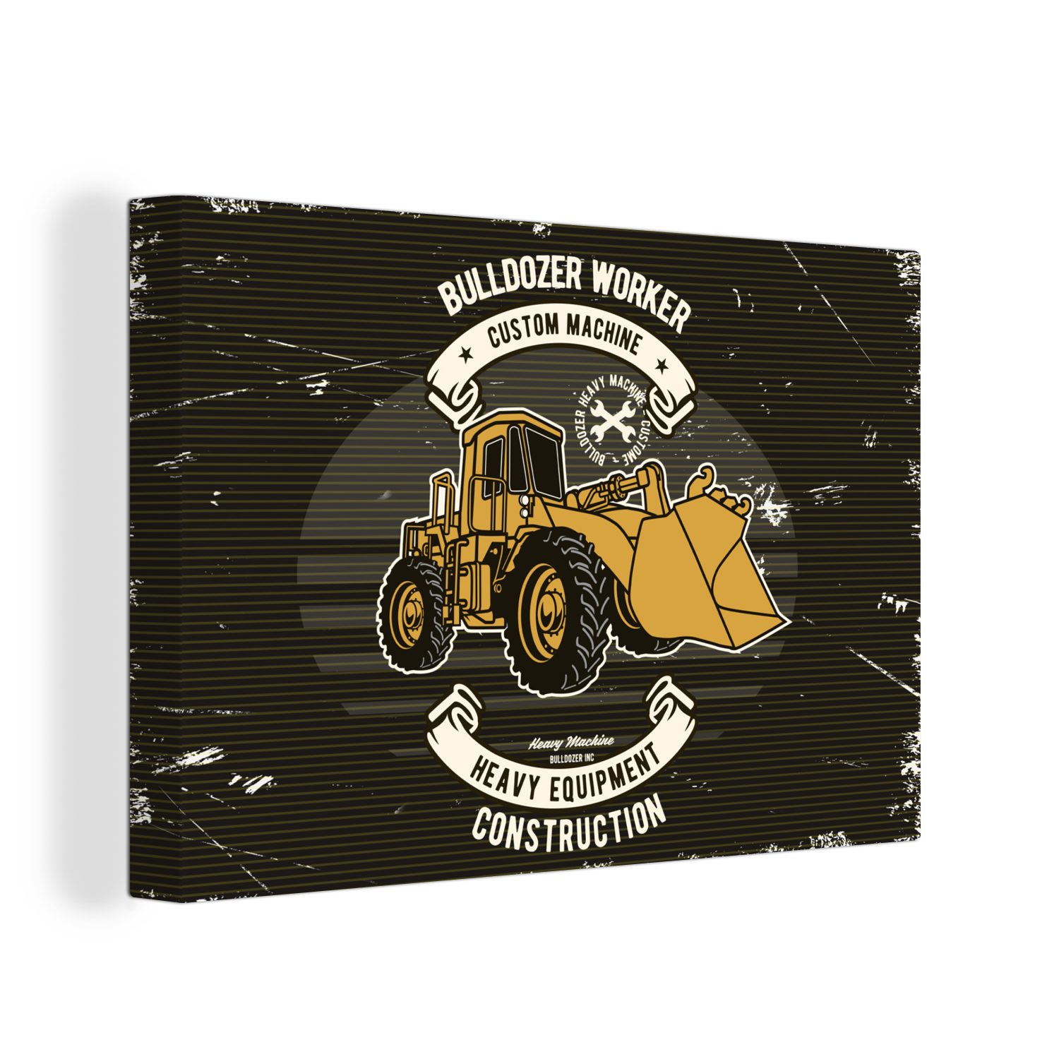 OneMillionCanvasses® Leinwandbild Bulldozer - Vintage - Angebot, (1 St), Wandbild Leinwandbilder, Aufhängefertig, Wanddeko, 30x20 cm