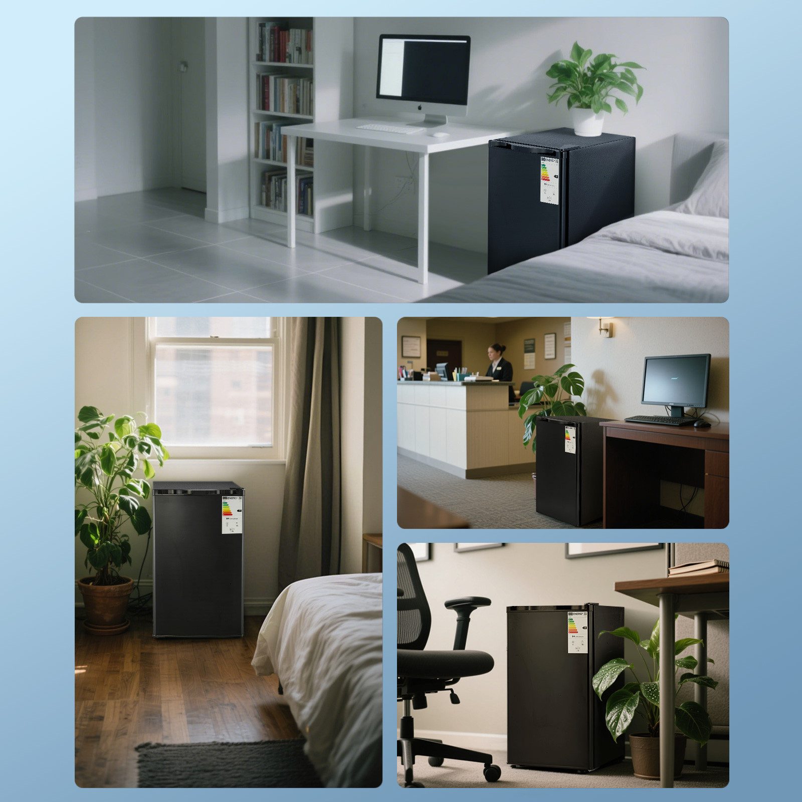FOHERE Kühlschrank 90L, Kühl- und Gefrierfunktion, Gemüseschublade, 7 Einstellstufen BC-90, 43.5 cm hoch, 79 cm breit