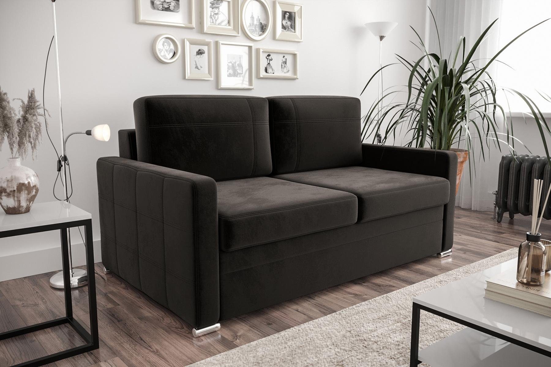 JVmoebel Sofa Designer Schwarz Sofa Europe in | Zweisitzer Couch | Schwarz Luxus 2-Sitzer Couchen, Made Schwarz Polster