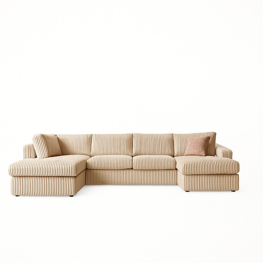 Villa Möbel Ecksofa Teddy U Sofa, 1 Teile, Großzügige, 372 cm in weichem Teddy-Stoff für Komfort
