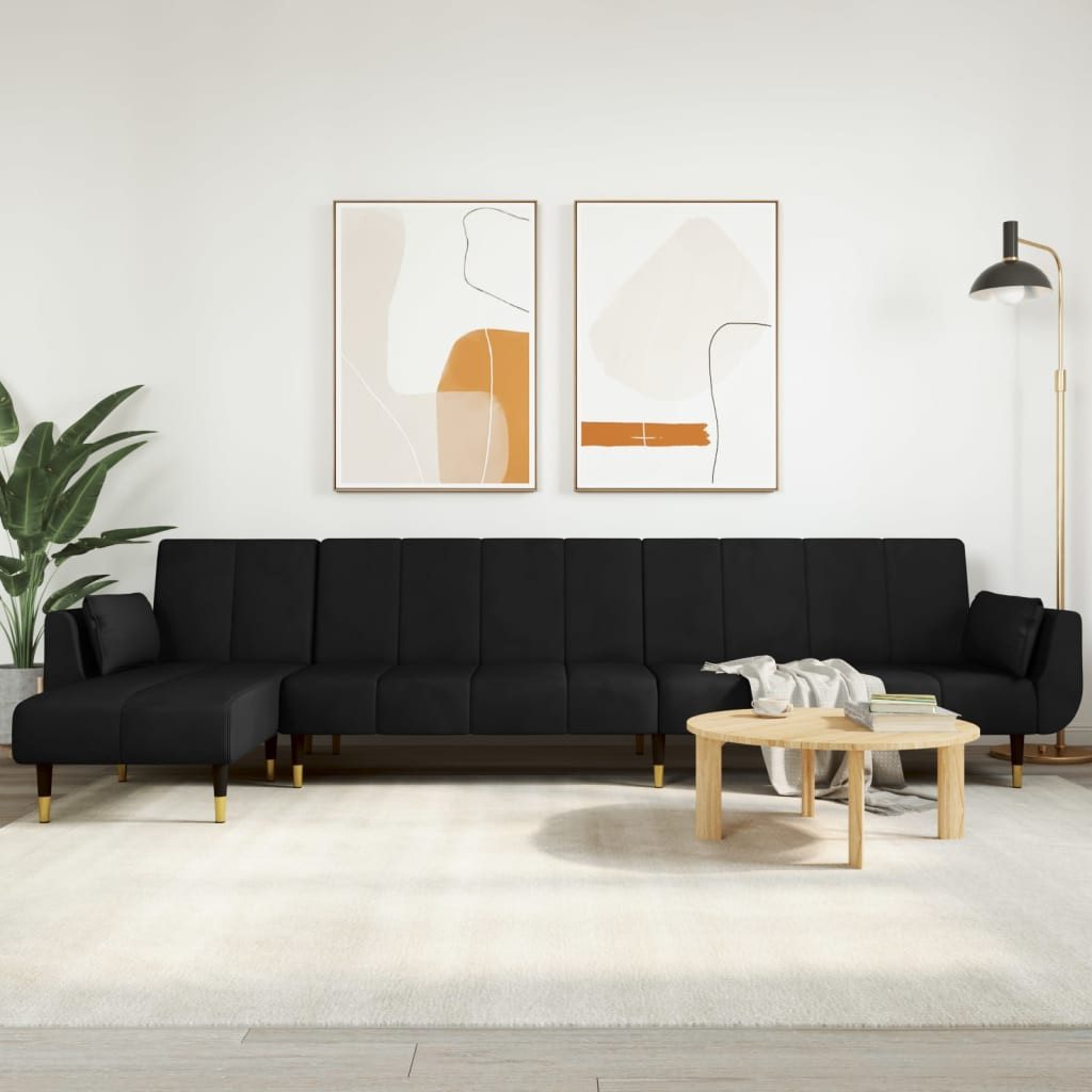 vidaXL Sofa Schlafcouch Schlafsofa in L-Form Schwarz 275x140x70 cm Samt Cha günstig online kaufen