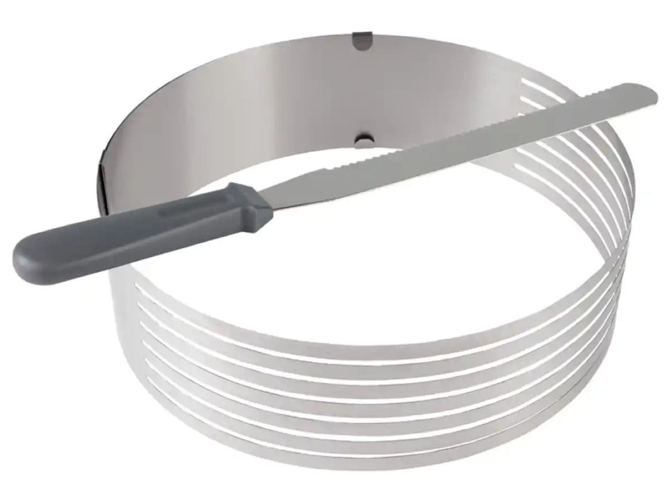 Ernesto Torten-Schneidhilfe Ernesto Edelstahl Tortenboden Schneidhilfe + Messer, Schneidet bis zu 7 Böden