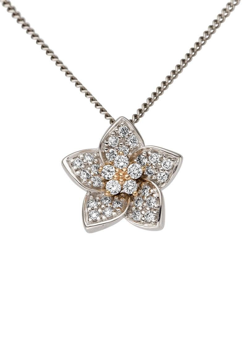 Firetti Kettenanhänger Schmuck Geschenk Gold 585 Halsschmuck Anhänger für Halskette Blume, mit Brillanten